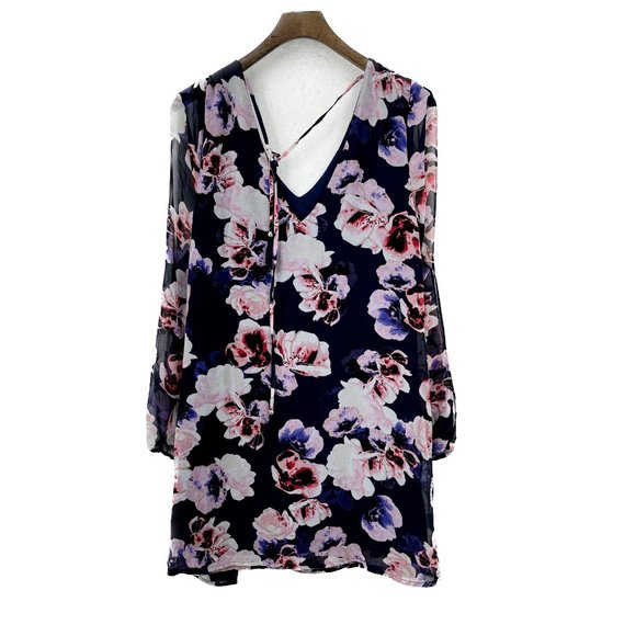 GUESS Floral V Neck Mini Dress Blue Size XS - Picture 1 of 3